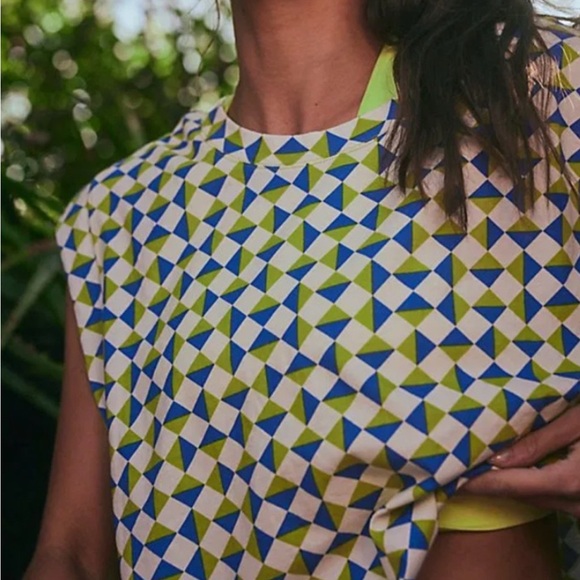 Free People FP Movement Inspire Tank Top Size Large Printed Trippy Geo - Picture 8 of 8